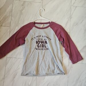 Iowa Girl Raglan Shirt - Gray and Maroon